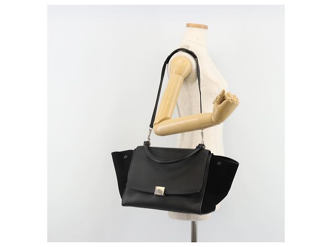 Céline CELINE Trapeze Hand Bag Leather Suede Black Silver - vista 28