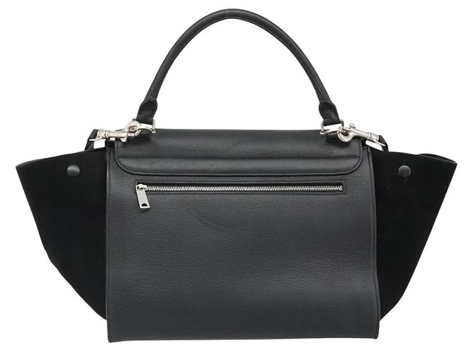 Céline CELINE Trapeze Hand Bag Leather Suede Black Silver - vista 3