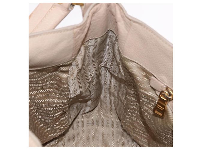 PRADA Hand Bag Vittero Dino Leather Beige Gold - vista 21