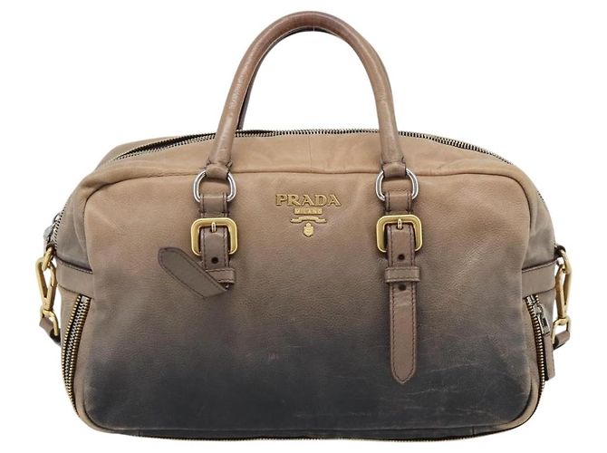 PRADA Hand Bag Leather 2way Beige Gold - vista 13