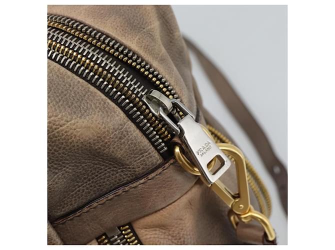 PRADA Hand Bag Leather 2way Beige Gold - vista 18