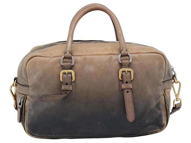 PRADA Hand Bag Leather 2way Beige Gold - vista 2