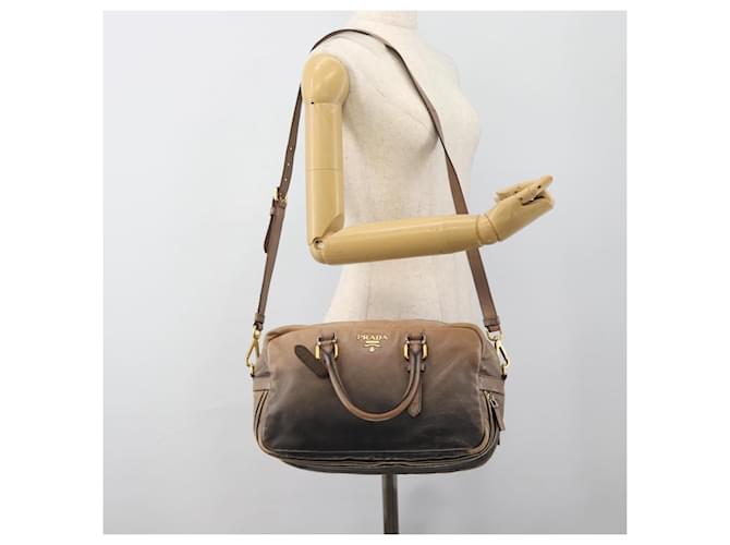 PRADA Hand Bag Leather 2way Beige Gold - vista 25