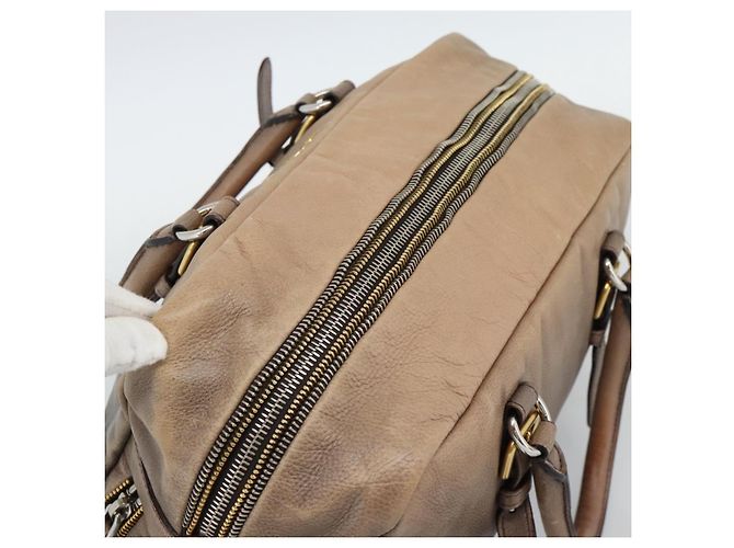 PRADA Hand Bag Leather 2way Beige Gold - vista 6