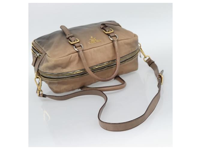 PRADA Hand Bag Leather 2way Beige Gold - vista 9