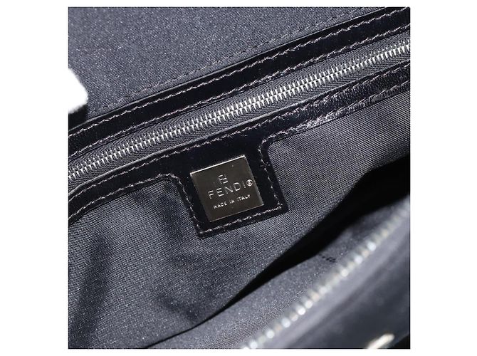 FENDI Mamma Baguette Shoulder Bag Cotton jersey Black Silver - vista 17