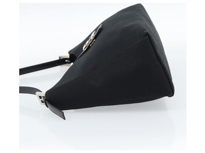 FENDI Mamma Baguette Shoulder Bag Cotton jersey Black Silver - vista 3