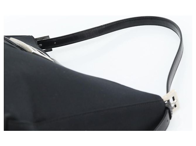 FENDI Mamma Baguette Shoulder Bag Cotton jersey Black Silver - vista 8