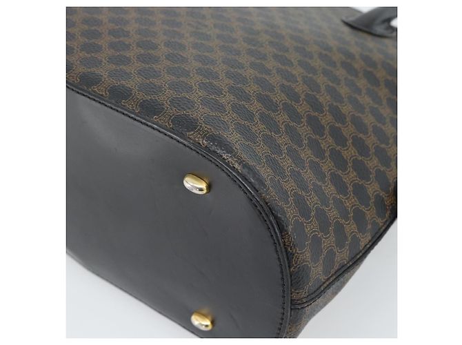 Céline CELINE Macadam Canvas Hand Bag PVC Leather Black Gold - vista 16