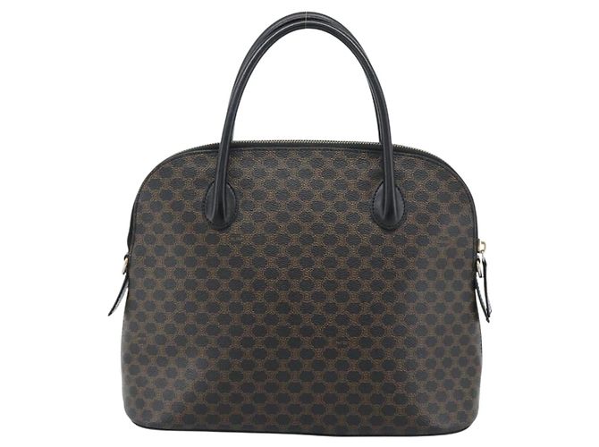 Céline CELINE Macadam Canvas Hand Bag PVC Leather Black Gold - vista 2