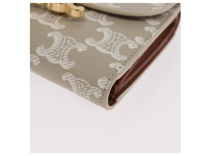Céline CELINE Triomphe 3 Fold Wallet PVC Beige Gold - vista 14