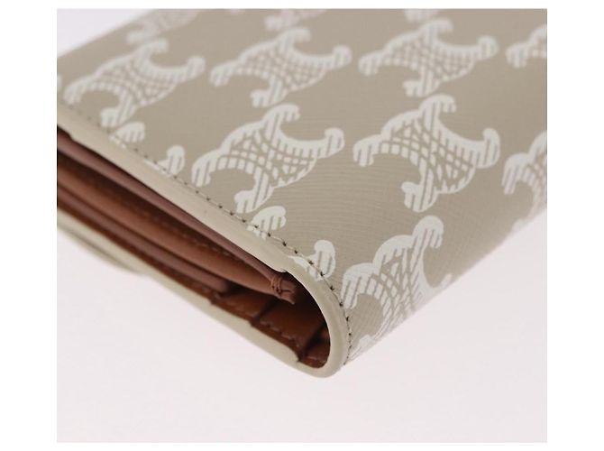 Céline CELINE Triomphe 3 Fold Wallet PVC Beige Gold - vista 15