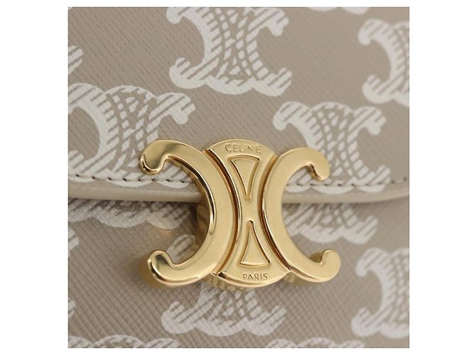 Céline CELINE Triomphe 3 Fold Wallet PVC Beige Gold - vista 17