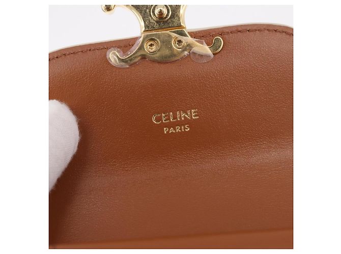 Céline CELINE Triomphe 3 Fold Wallet PVC Beige Gold - vista 18