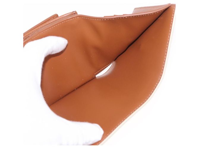 Céline CELINE Triomphe 3 Fold Wallet PVC Beige Gold - vista 19