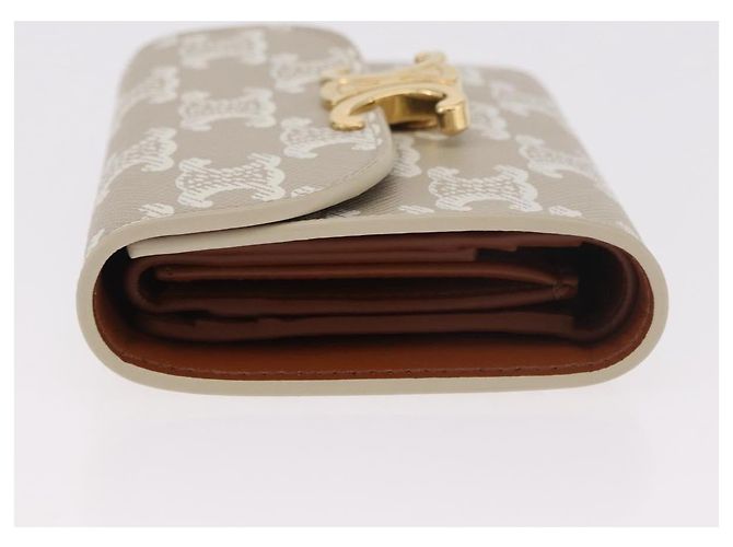 Céline CELINE Triomphe 3 Fold Wallet PVC Beige Gold - vista 4