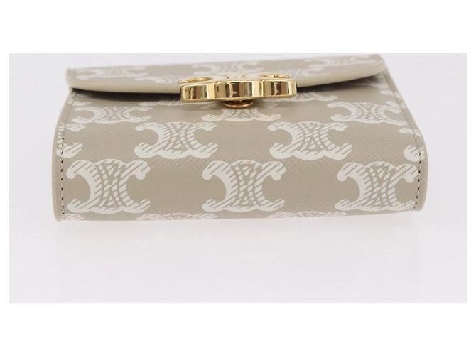 Céline CELINE Triomphe 3 Fold Wallet PVC Beige Gold - vista 6