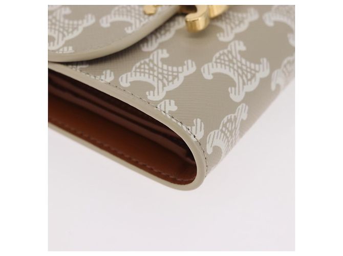 Céline CELINE Triomphe 3 Fold Wallet PVC Beige Gold - vista 7