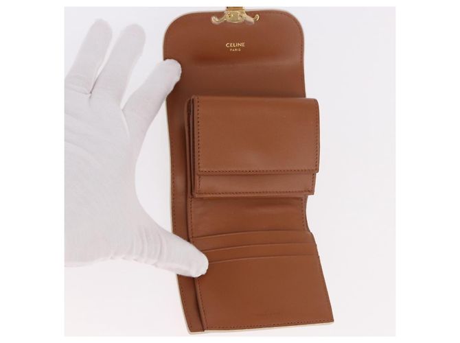 Céline CELINE Triomphe 3 Fold Wallet PVC Beige Gold - vista 8