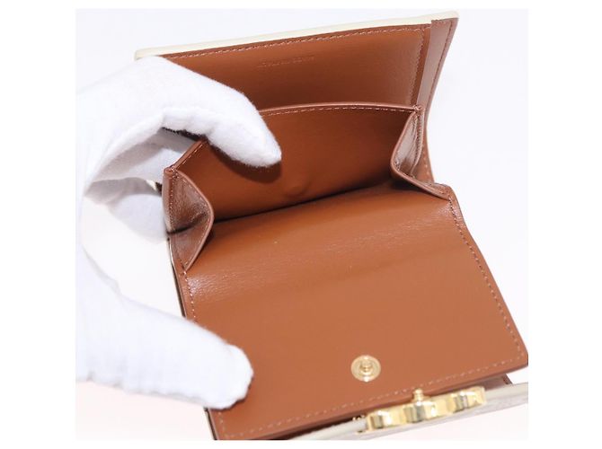 Céline CELINE Triomphe 3 Fold Wallet PVC Beige Gold - vista 9
