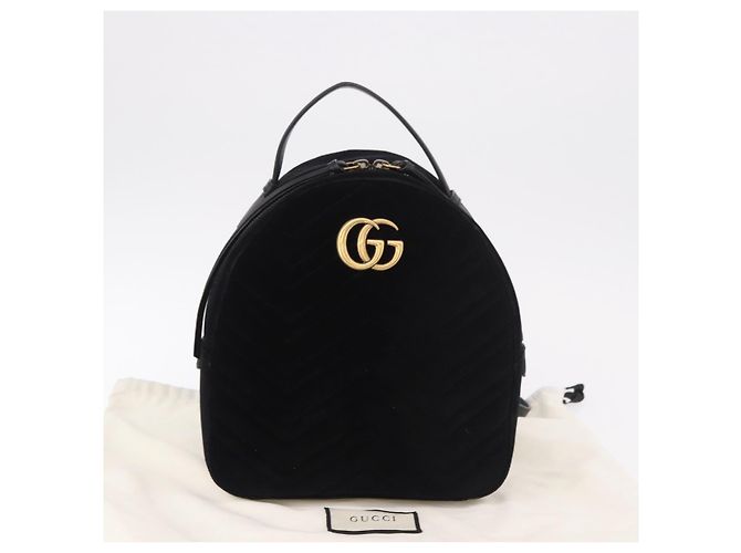 GUCCI GG Marmont Backpack Velor Black Gold 524568 - vista 12