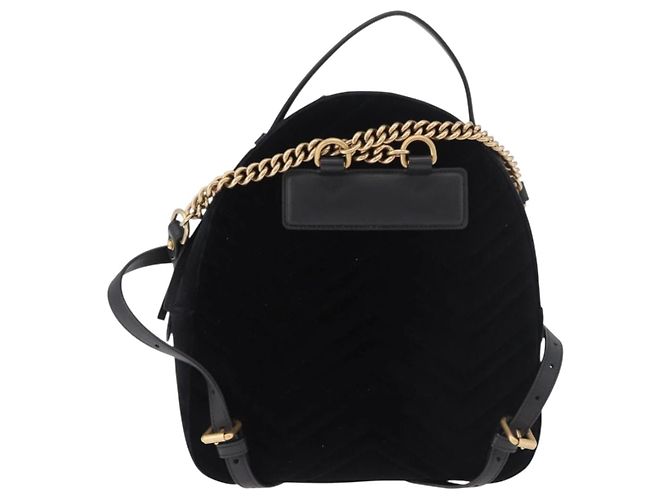 GUCCI GG Marmont Backpack Velor Black Gold 524568 - vista 2