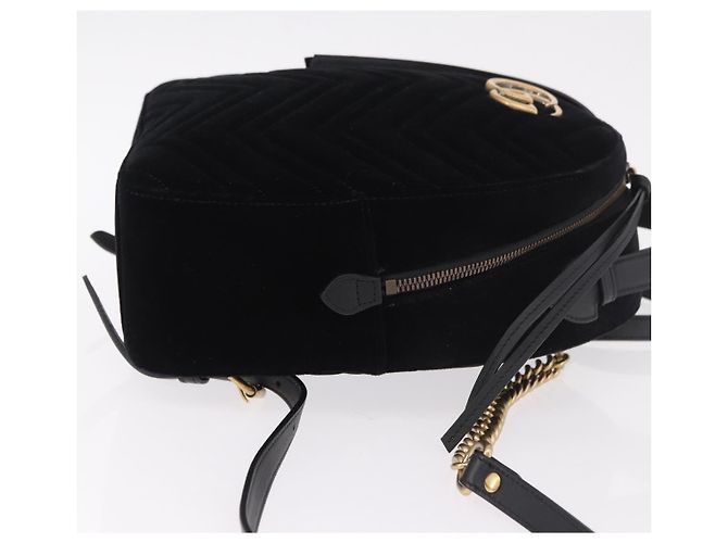GUCCI GG Marmont Backpack Velor Black Gold 524568 - vista 3
