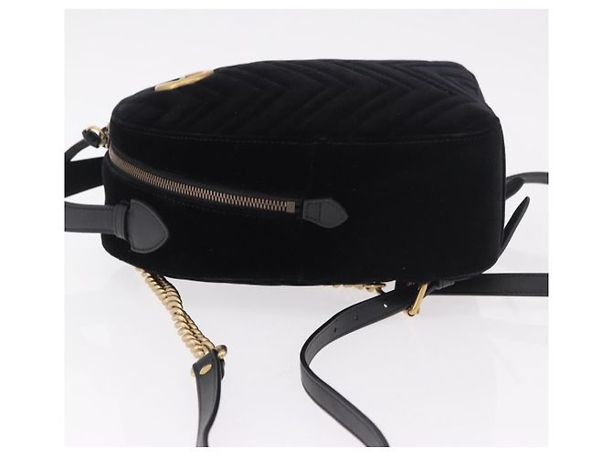 GUCCI GG Marmont Backpack Velor Black Gold 524568 - vista 4