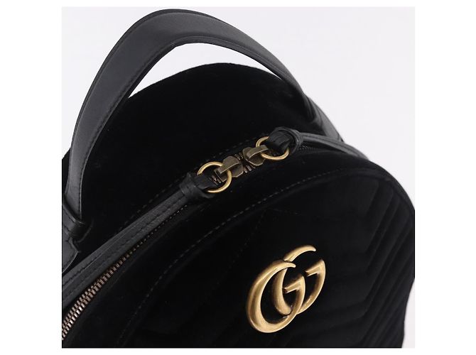 GUCCI GG Marmont Backpack Velor Black Gold 524568 - vista 9