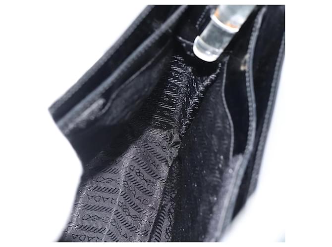 PRADA Shoulder Bag Leather Black Silver - vista 20