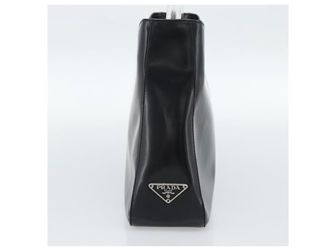 PRADA Shoulder Bag Leather Black Silver - vista 3