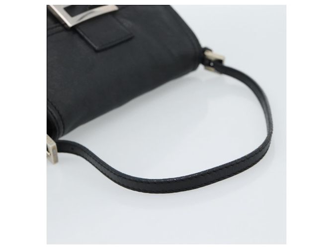 FENDI Mamma Baguette Shoulder Bag Leather Black Silver - vista 7