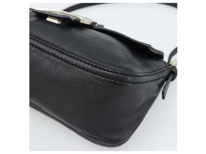 FENDI Mamma Baguette Shoulder Bag Leather Black Silver - vista 8