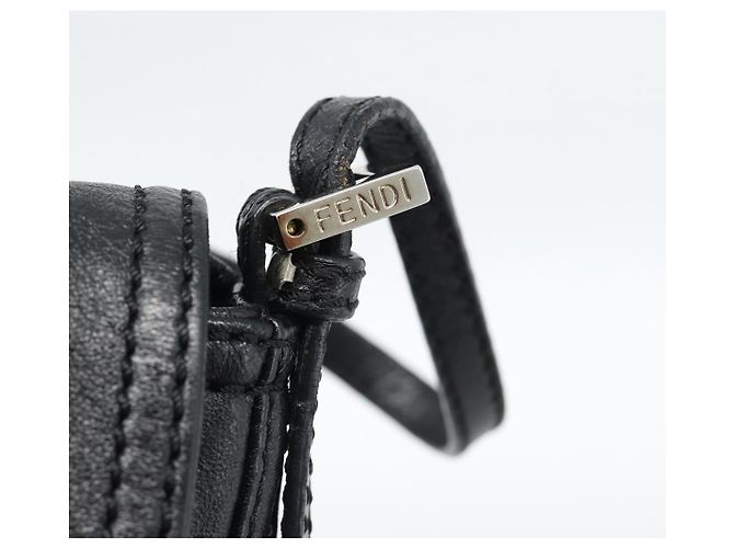 FENDI Mamma Baguette Shoulder Bag Leather Black Silver - vista 9