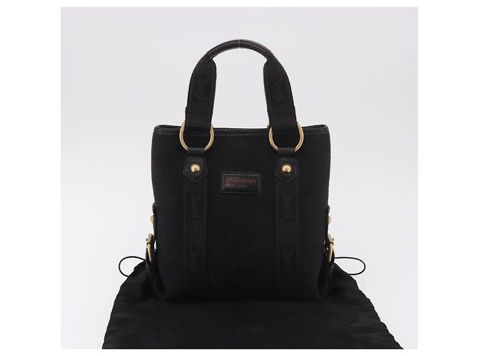SAINT LAURENT Kahala Hand Bag Canvas Black Gold - vista 12