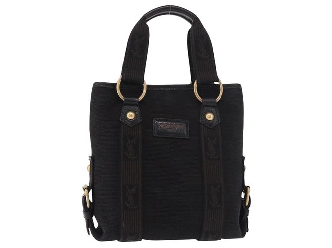 SAINT LAURENT Kahala Hand Bag Canvas Black Gold - vista 13