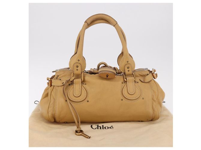 Chloé Chloe Paddington Hand Bag Leather Beige Gold Silver - vista 12