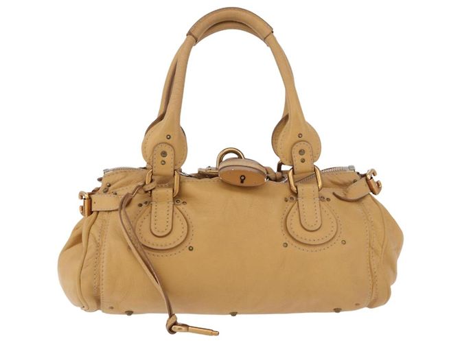 Chloé Chloe Paddington Hand Bag Leather Beige Gold Silver - vista 13