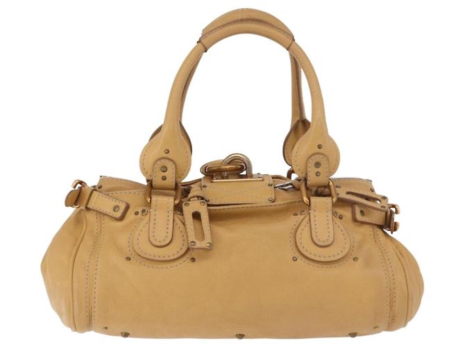 Chloé Chloe Paddington Hand Bag Leather Beige Gold Silver - vista 2