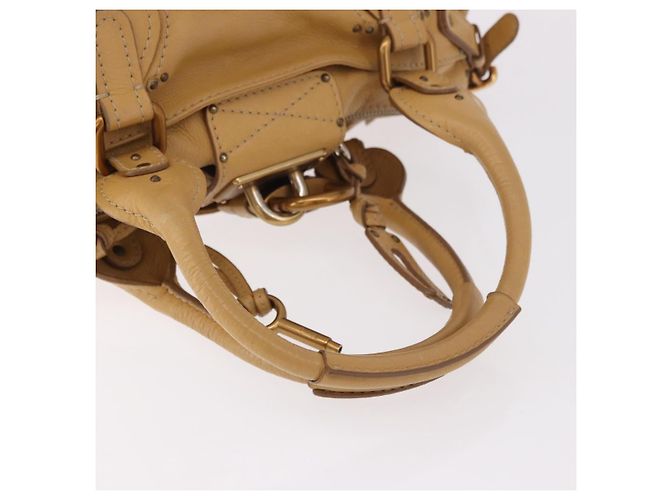 Chloé Chloe Paddington Hand Bag Leather Beige Gold Silver - vista 7