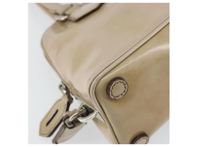 PRADA Hand Bag Patent leather Beige Silver - vista 15