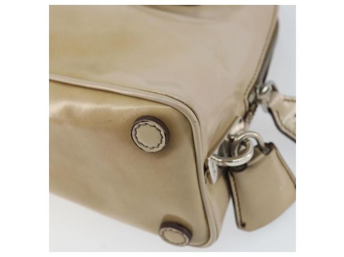 PRADA Hand Bag Patent leather Beige Silver - vista 16