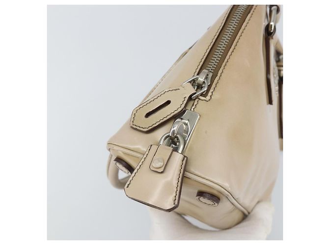 PRADA Hand Bag Patent leather Beige Silver - vista 19