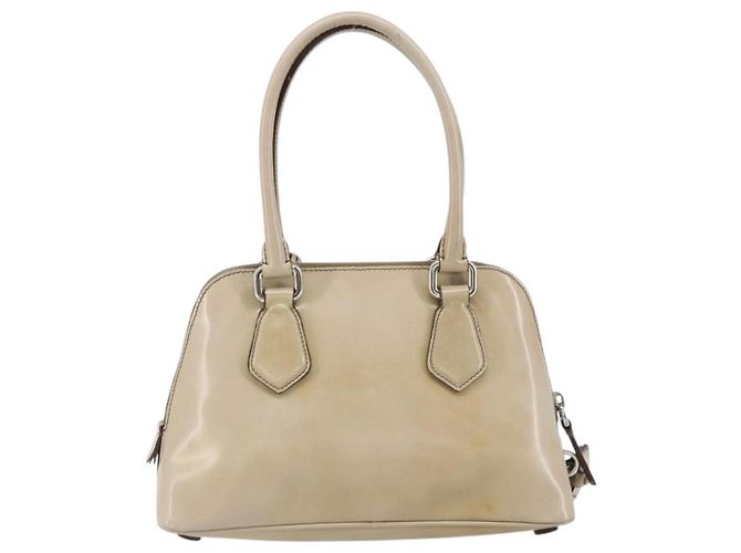 PRADA Hand Bag Patent leather Beige Silver - vista 2