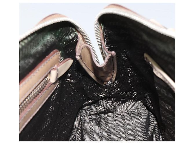 PRADA Hand Bag Patent leather Beige Silver - vista 22