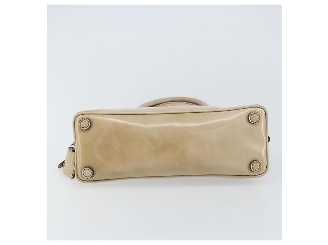 PRADA Hand Bag Patent leather Beige Silver - vista 5