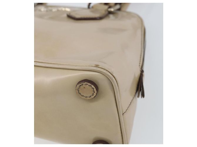 PRADA Hand Bag Patent leather Beige Silver - vista 8