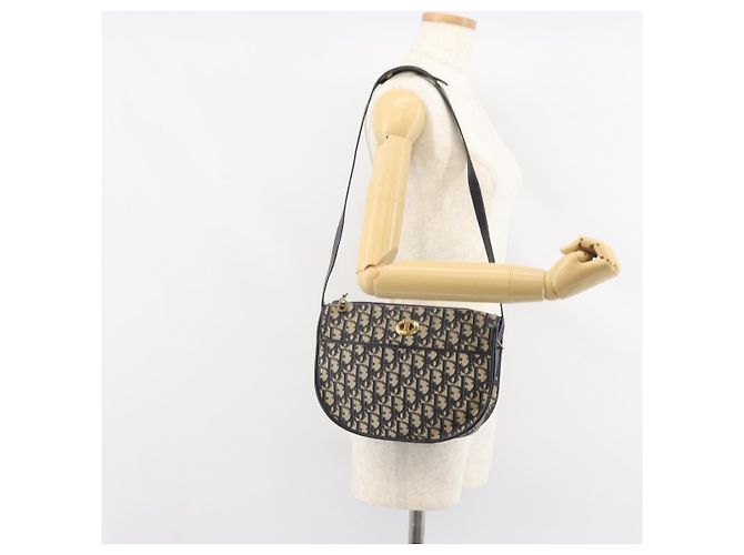 Christian Dior Trotter Canvas Shoulder Bag Navy Gold - vista 21