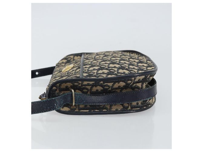 Christian Dior Trotter Canvas Shoulder Bag Navy Gold - vista 4