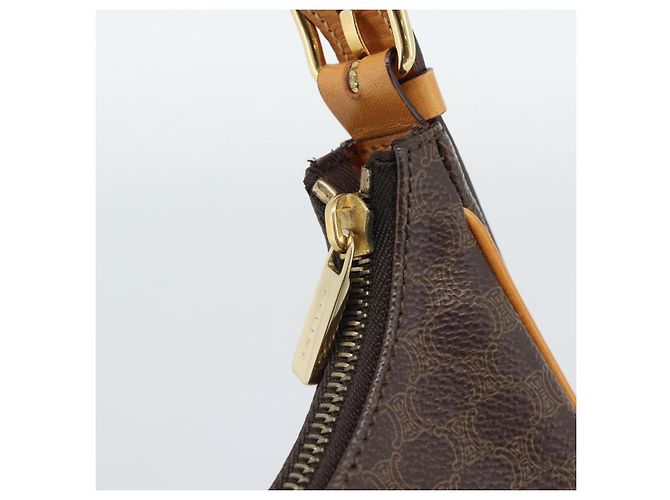 Céline CELINE Macadam Canvas Hand Bag PVC Leather Brown Gold - vista 14